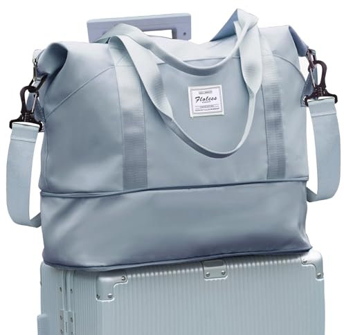 Reisetasche Damen Sporttasche 40x20x25 Ryanair Handgepäck Tasche Weekender Bag Schwimmtasche Wasserdicht Travel Duffle Bag Fitnesstasche Trainingstasche Frauen für Reise Gym,J22-Graublau