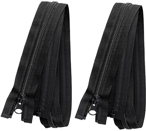 2 Stück Reissverschluss, Reisverschluss Endloses, 70 cm Teilbar Reißverschluss, Endlosreißverschluss mit Zipper, Reißverschlüsse Nylon, Schwarz Zipper, für Kleidung Tasche Mäppchen Bettwäsche