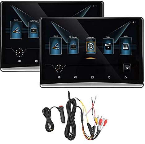 Brilluxa Car Headrest Monitor 12.4in, IPS Touch Screen Android 10.0, Rear Seat Entertainment Display, WIFI USB Video Player System