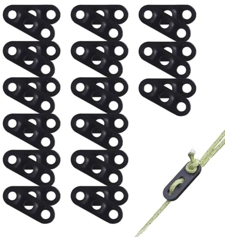 Pack de 30 Tensores de Cuerda para Tienda de Campaña, Hebilla de Cuerda de Viento con 3 Agujeros, Ajustador de Cuerda Duradero y Ligero, para Camping, Senderismo y Actividades al Aire Libre
