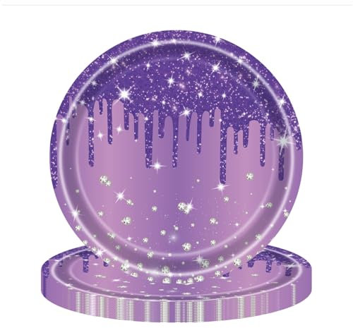 ZSYIULIA 16 Pack 7 Inch Premium Purple Paper Plates - Disposable Purple Tableware for Birthday Party Decorations, Tea Parties & Celebrations