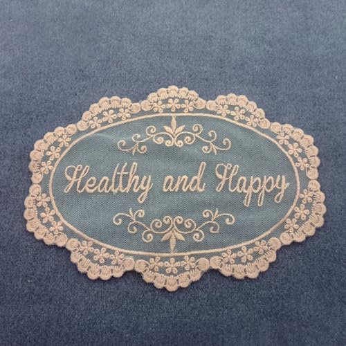 Blausky 2 Stück Oval Spitzendeckchen,Retro Bestickt Untersetzer Blume Matte Spitze Platzset Tischsets Tischmatte Tassenmatte Deckchen Vasenmatte für Tisch Hochzeit Heimdekoration 17x24cm,Hellrosa