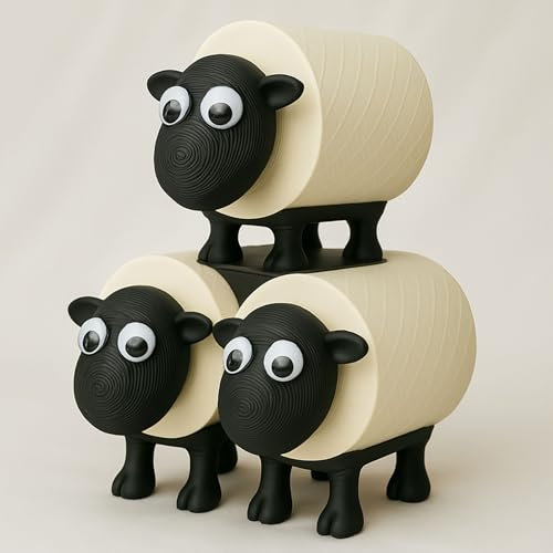 Sheep Toilet Roll Holder – 3 Pack Freestanding Funny Sheep Design | Quirky Bathroom Accessory | Funky Toilet Paper Storage | Cute Novelty Decor for Home or WC