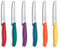 Victorinox Swiss Classic, Frühstücksmesser, Brötchenmesser, Scharfe Klinge, Wellenschliff, 11 cm, Kunststoffgriff, Rostfreier Stahl, Set 6teilig, Mehrfarbig, Farbig