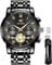 OLEVS Men's Waterproof Watches Stainless Steel Waterproof Chronograph Wrist Watches Luxury Dress White Luminous Big Face Analog Quartz Male Watch