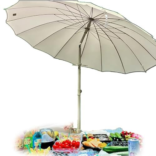QSPNVFB Parasol De Jardin Inclinable, Parasol De Plage D'extérieur, Grand Parasol De Patio Beige, Parasol De Pêche Portable, Parasol pour Marché Sable