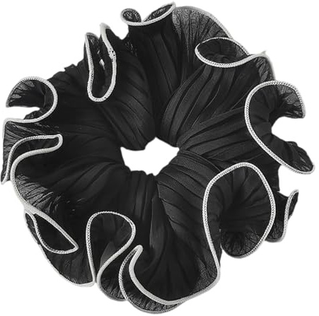 Lacy Haargummi, elastische Haargummis, gerüscht, französische Haarringe für elegante Hochsteckfrisuren, geeignet für langes Haar
