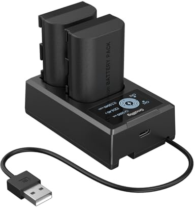 SMALLRIG Kamera Battery Akkuladegerät-Set für Canon LP-E6P, 2520mAh Akku | mit Dual-Slot-Schnellladung, LCD-Display für Canon EOS R5 Mark II, R6 Mark II, 5D Mark II / III/ IV, 6D, 7D, R5, R6, R7 -5409