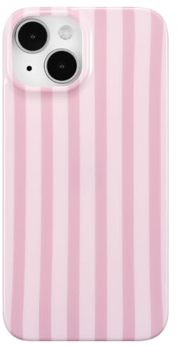 ZTOFERA for iPhone 13/14 Case,Cute Vertical Stripes Pattern,Pink | Trendy Girly Aesthetic Design,Glossy Back,Soft Bumper,Gifts for Women Girls,Drop Protection,Precision Cutouts