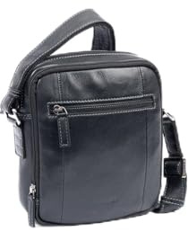 MATTIES Men's Pioneer Leather Bags, Black/White, 0cm x 18cm x 21cm