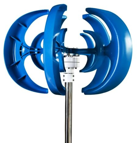 HYZHANHONG 12V, Generatore Eolico ad ASSE Verticale da 10000 W, Kit turbina eolica a 5 Pale, velocità del Vento 2 M/S, generatore Eolico per casa, Campeggio - Blu