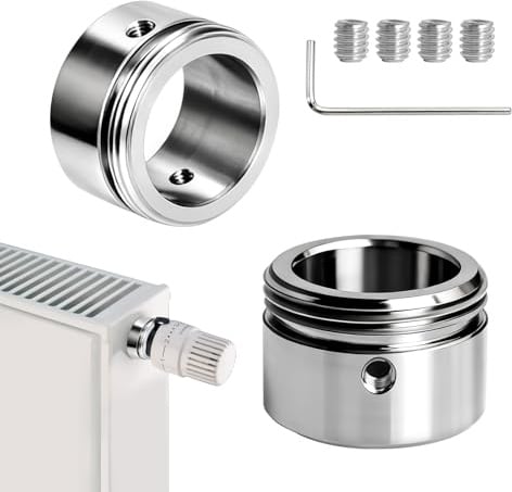Heizkörperthermostat Adapter für RA/RAV/RAVL Ventile: Edelstahl Heizkörperventil Adapter - Heizungsthermostat-Adapter mit Sechskantschlüssel, M30 x 1,5, (Innen Ø 22mm)