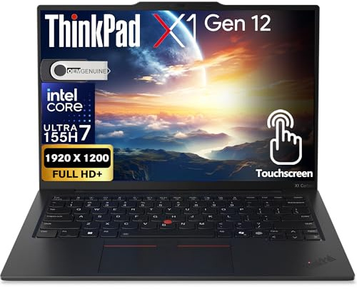 Lenovo ThinkPad X1 Carbon Gen 12 Business Laptop, Intel 16-Core Ultra 7 155H, touchscreen FHD+ da 14, RAM DDR5 da 32 GB, SSD PCIe da 2 TB, WiFi 6E + BT, RJ-45, retroilluminato KB, Webcam FHD, Windows