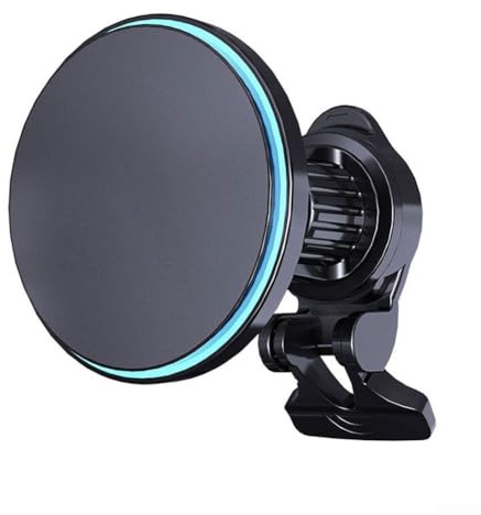 Chargeur de voiture magnétique sans fil 15 W avec lumière LED, support pour grille d'aération, pour iPhone et smartphones Android (Noir)