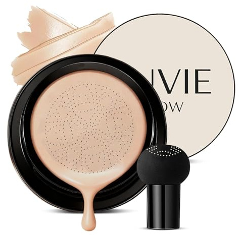 Luvie Glow Mushroom Head Foundation Cushion, 2026 New Mushroom Head Air Cushion CC Cream, Full Coverage & Moisturizing CC Cream, Long-Lasting, & Evens Skin Tone, BB Cream for All Skin Types (Ivory)