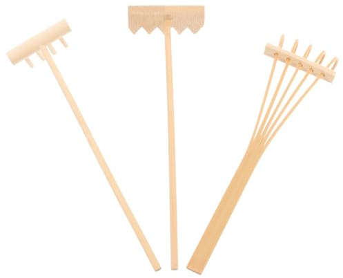 Râteaux de Contemplation, Lot de 3 Pièces en Bambou Beige pour Sable | Décoration Zen Naturelle, Odeur, Format Compact pour Yoga Clubs, Hôtels