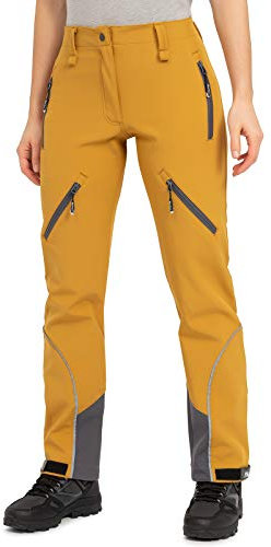 Rock Creek Damen Softshellhose Outdoor Hosen Wanderhose Sporthose Regenhose Damenhosen Outdoorhose Wasserdicht Taschen Softshell Hosen D-444 Maisgelb S