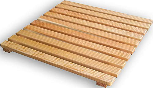Castelmerlino Caillebotis de douche en mélèze 59x59 cm pour receveurs de douche 80x80