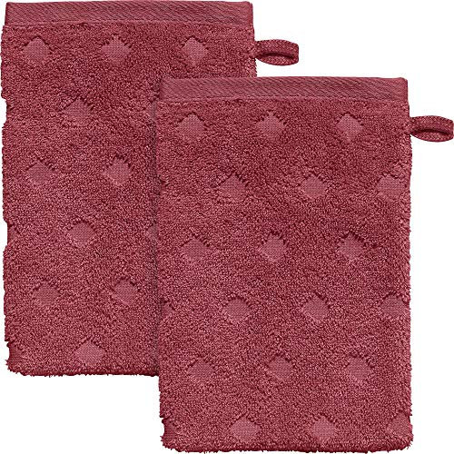 Erwin Müller Walk-Frottier Waschhandschuh 2er-Pack Baden Baden Bordeaux Größe 15x21 cm - extra saugstark, schnell trocknend, samtweich