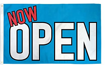 AZ FLAG Bandiera Ora Aperto Blu 90x60cm - Bandiera Now Open 60 x 90 cm