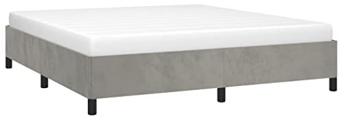 vidaXL Polsterbett Bett Doppelbett Bettgestell Bettrahmen Lattenrost Samtbett Ehebett Schlafzimmerbett Schlafzimmermöbel Hellgrau 180x200cm Samt