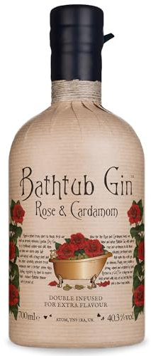 Bathtub Gin Rose & Cardamom, 70cl - Double-Infused 40.3% ABV Flavoured Craft Gin with Citrus Notes - Hand-Crafted British Gin for the Ultimate Gin and Tonic