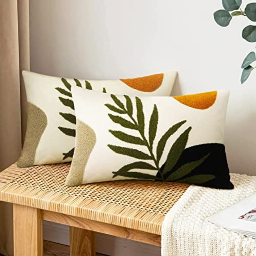 Merrycolor 2er Set Stickerei Kissenbezug 30 x 50 cm, Kopfkissenbezug mit Verstecktem Reißverschluss, Super Baumwolle Mikrofaser Bequemer Kissenhülle, Pillow Cover für Wohnzimmer Schlafzimmer