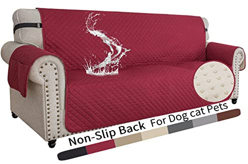 XINEAGE Housses de Canapé 3 Places, Housse de Canapé Imperméable, Housse Canapé Reversible, Housses de Canapé Antidérapantes pour Chiens et Animaux de Compagnie (3 Places, Rouge)