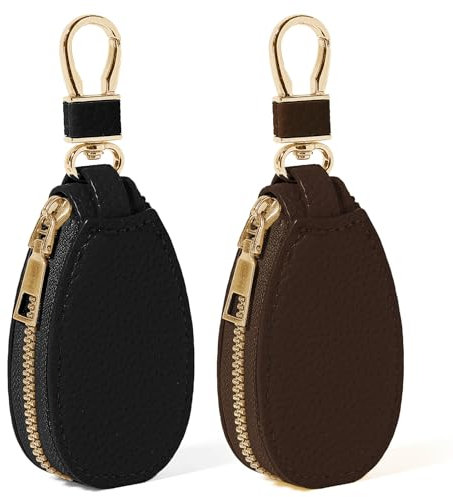 Suuwwn Schlüsseletui,2 Pcs Schlüsseltasche Leder Schlüsseltasche Herren Schlüsselmäppchen Schlüsseletui Schlüsseltasche Auto Schlüsselanhänger Autoschlüssel Tasche mit Reißverschluss für Damen Herren
