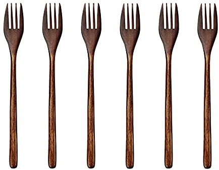 worien Fourchettes en Bois, 6 PièCes éCologiques Japonaises en Bois Salade de DîNer Fourchette Vaisselle Vaisselle pour Enfants Adultes