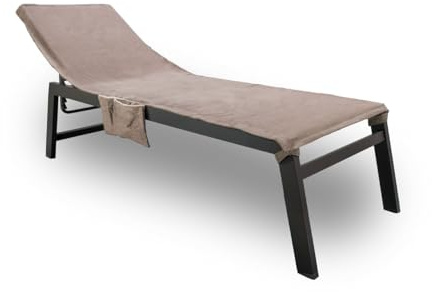 BIANCHERIAWEB Strandtuch aus Frottee, einfarbig, mit Taschen, Modell Pool & Beach, Sonnenliege, Taupe