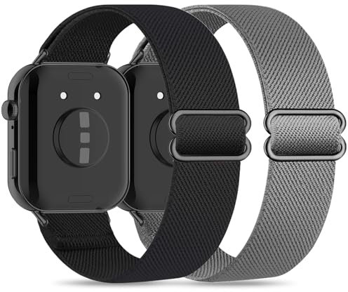 Wizvv Lot de 2 bracelets en nylon compatibles avec Huawei Watch Fit 4/4 Pro/Fit 3, bracelet de montre élastique à boucle, pour Huawei Watch Fit 4/3, homme et femme, 19 Millimeter, Nylon
