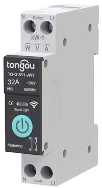 6-63A Interruptor automático inteligente para Tuya Wifi 1P Din Rail Casa Interruptor Control Remoto Interruptor control remoto WiFi inalámbrico para el hogar inteligente (32A With Metering)