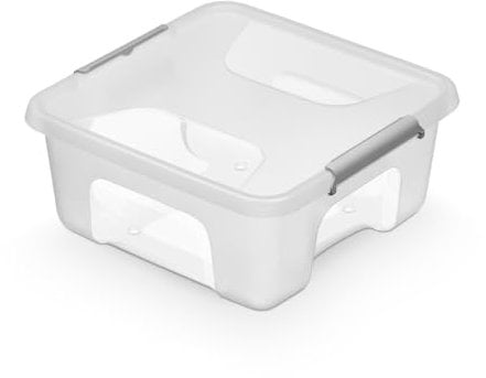 Kreher® Aufbewahrungsbox Transportbox Kleiderbox Kunststoffbox mit Deckel, Stapelbar, lebensmittelecht und BPA-frei in robuster Ausführung! Aus Kunststoff in Transparent. In verschiedenen Größen.