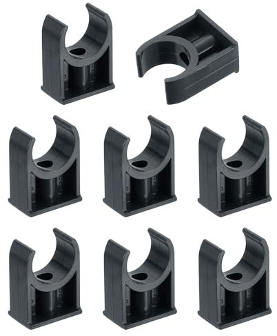 sourcing map 8Pcs PVC Water Pipe Clamps Clips, U-Shaped Tubing Hose Buckles, Irrigation Tube Holder for 25mm OD for TV Trays Tubing Hose Hanger Support Tubing, Black