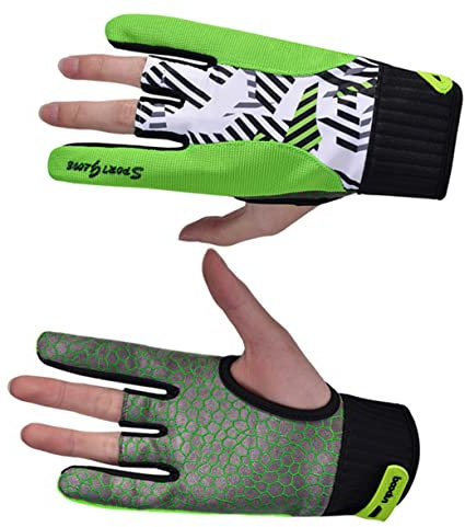 BCOATH Silicone Slip Wear-resistant Fingerless Gloves Professional Bowling Gloves Green Breathable Sports for Bowling Practice and Competitions