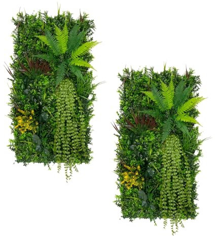 Panel de pared de Jardín Vertical Artificial Alina 50x100cm (set 2 un) | Apto interior y exterior: Resistente a UV y clima | Fácil instalación y bajo mantenimiento | Diseño realista y flexible
