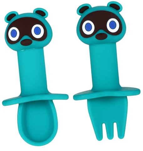 CIMAXIC Juego De 2 Piezas Cuchara De Silicona Para Bebe Lámina Platos Cuchillería Vajilla Cucharas Bebés Pequeños Alimentador Utensilios Para Alimentación Blue Material De Silicona