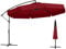 COSTWAY 2.9M Patio Cantilever Parasol, Garden Offset Hanging Umbrella with Cover, Tilt Function, Crank and Ruffled Edge, Outdoor Waterproof Sun Protection Canopy Shade (Red)