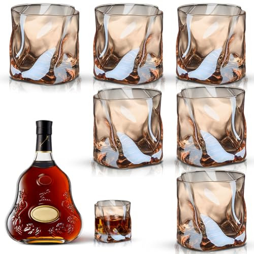 Zinueen Lot de 6 verres à whisky 200 ml – Verres esthétiques en cristal pour whisky, cocktail, long drink, eau, thé – Passe au lave-vaisselle