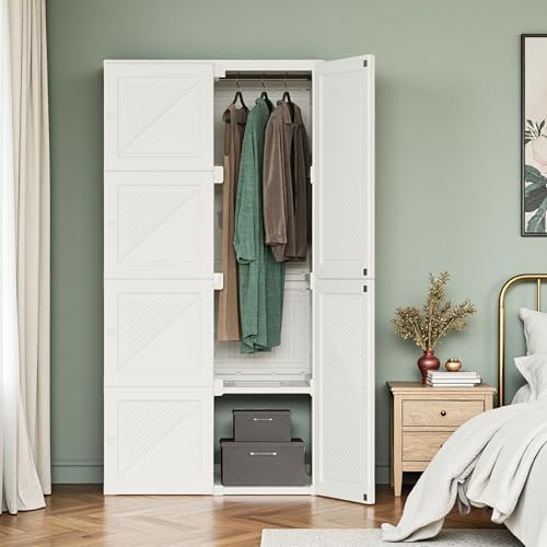BRILVERDE Armadio pieghevole, con 5 cubi, 1 appendiabiti, montaggio rapido, armadio versatile, per soggiorno, camera da letto