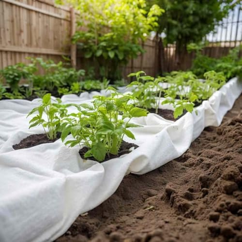 NQJIBUE Article-Geotextile Membrane blanche 1 x 50 m fibre de polyester, pelouse et jardin, jardinage, tissu paysager