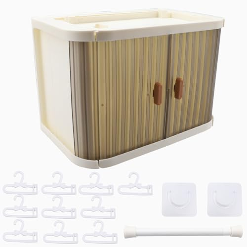 Kleiderschrank für Labubu, Faltbare Puppengarderobe-Aufbewahrungsbox mit 10 Kleiderbügeln und Stange, stapelbarer Organizer-Schrank, Ausstellungsregal für Labubu-Puppenkleidung