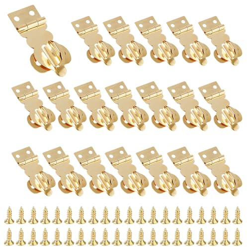 SUPERFINDINGS 20 Sets Mini Padlock Hasp Brass Solid Padlock Hasp Gold Latch with Screws Furniture Buckle Lock for Repair and Decorative Wooden Box Suitcase Cabinet Chest Jewelry Box