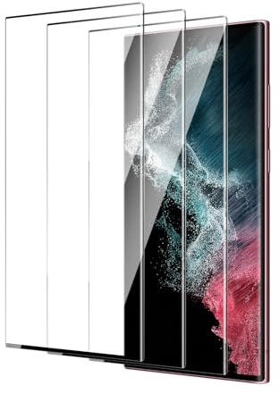 QZYWIKA 3D Displayschutzfolie für Samsung Galaxy S22 Ultra 3 Stück, Gehärtetes Glas Härtegrad 9H HD-Display Blasenfrei Kratzfest