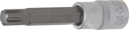BGS 4166 | Bit-Einsatz | Länge 100 mm | Keil-Profil (für RIBE) M12 | Antrieb Innenvierkant 12,5 mm (1/2) | Chrom-Vanadium-Stahl | verchromt, matt | mit Rändelung