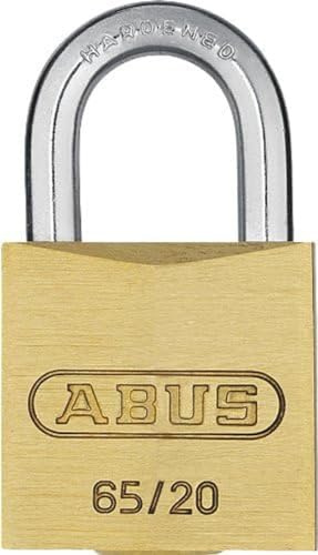 ABUS Vorhängeschloss Messing 65/20 – gleichschließend, Sicherheitslevel 3 | Schließung 6201, massiver Messing-Schlosskörper, gehärteter Stahlbügel mit NANO PROTECT, 20 mm Breite