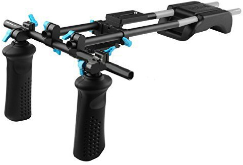 FOTGA DP3000 Schulterstütze System: 15mm Rod Rig Schienenstangenplatte + Doppelhandgriff Stabilisator + Schulterpolster Unterstützung für Schärfezug Follow Focus Kamera Camcorder