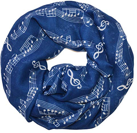 thb Richter Damen Schlauchschal Musiknoten Musik Rundschal Notenschlüsse Loopschal Kunst (navy)