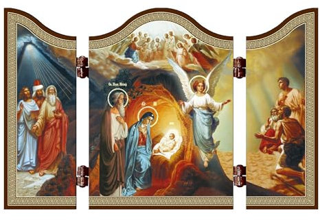 NKlaus - Geburt Jesu Christi Ikone-Triptychon - Christliche Weihnachtsikone - Klappikone zur Andacht oder als Geschenk - Rozhdestvo Hristovo - 1432